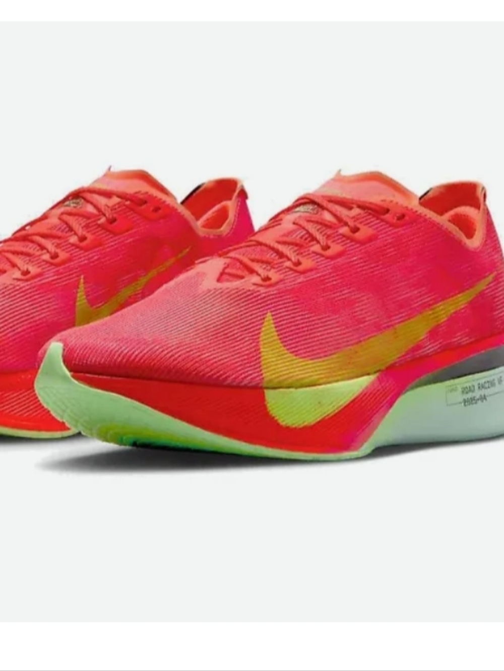 Nike Vaporfly 4 Athletic Shoe- Bright Crimson/Lime Blast/Mint Foam